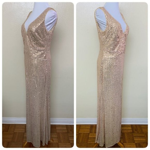 Ever Pretty Sequin Sleeveless Evening Long Festive Formal Gown Size 10 Gold - Picture 3 of 10